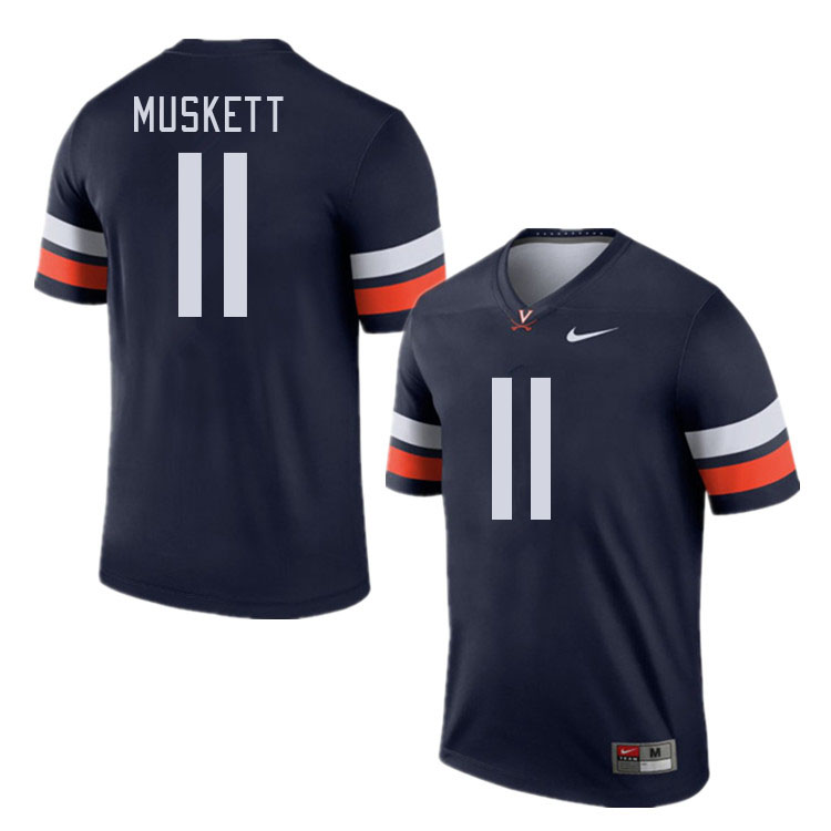 Men #11 Tony Muskett Virginia Cavaliers College Football Jerseys Stitched Sale-Navy - Click Image to Close